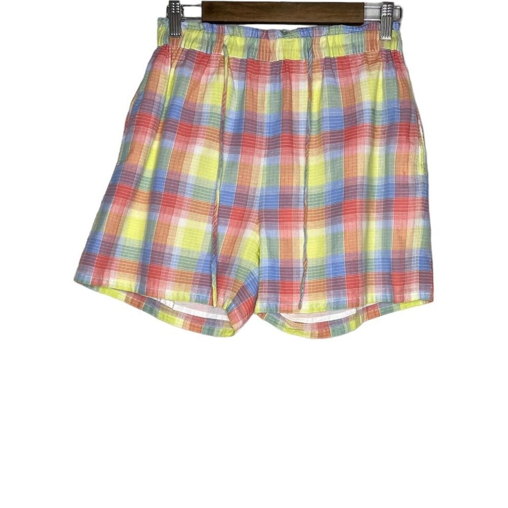 Johnny Was Workshop NWT Cotton Delacey‎ Plaid Paperbag Shorts Size XS